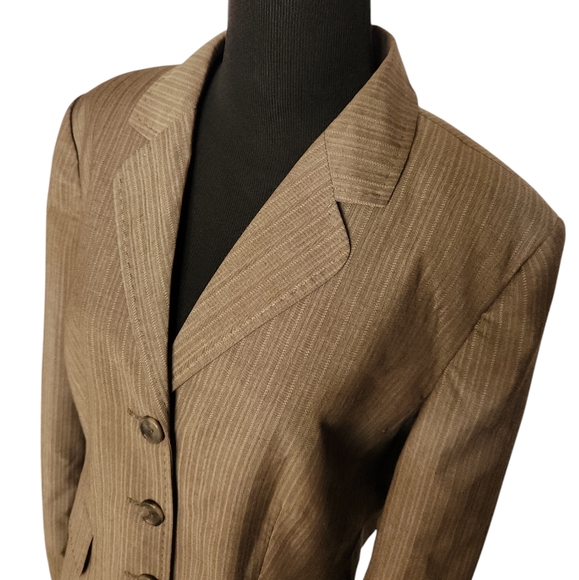 Anne Klein Brown Pin Stripe Cropped Jacket  Size 14 - Picture 3 of 7